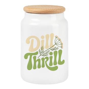 Coup de pied d’aneth | Jeux de mots sur les herbes et le jardin de cuisine - Boîte à biscuits avec couvercle en bois - blanc - Devant