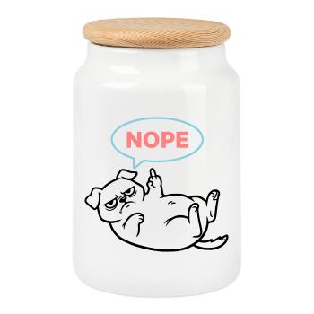  Mops Hund Comic Bunt Outline - Keksdose mit Holzdeckel - Weiß - Vorne