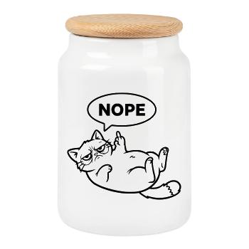 Résumé du doigt d’honneur du chat - Boîte à biscuits avec couvercle en bois - blanc - Devant