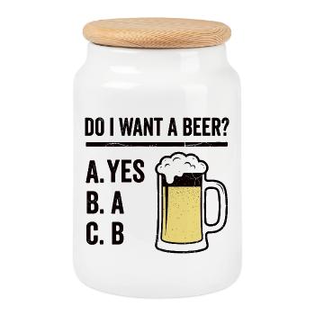 Bier Humor Shirt für Männer - Keksdose mit Holzdeckel - Weiß - Vorne