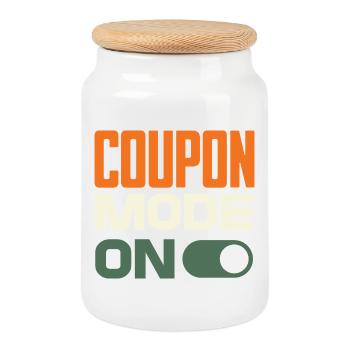 Coupon Mode On – Bargain Hunter Retro Design - Cookie Jar with Wooden Lid - white - Front