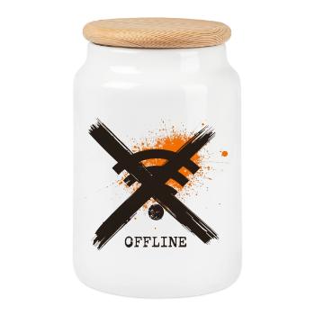 Chronically Offline - Digital Detox Art by Free Ar - Keksdose mit Holzdeckel - Weiß - Vorne
