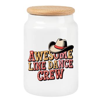 Awesome Line Dance Crew - Cookie Jar with Wooden Lid - white - Front