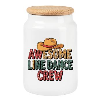 Awesome Line Dance Crew - Keksdose mit Holzdeckel - Weiß - Vorne