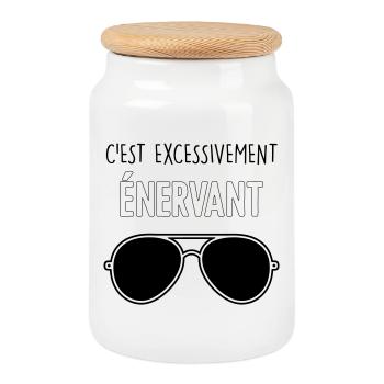 Dikkenek - "C'est excessivement énervant" Aviator - Boîte à biscuits avec couvercle en bois - blanc - Devant