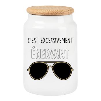 C'est Excessivement Énervant : Lunettes Aviateur - Boîte à biscuits avec couvercle en bois - blanc - Devant