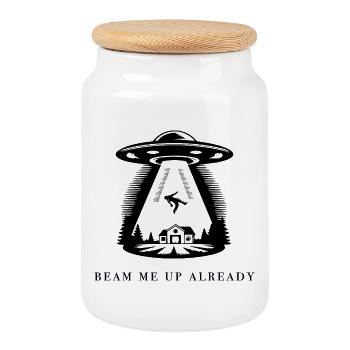 Beam Me Up Already - Keksdose mit Holzdeckel - Weiß - Vorne