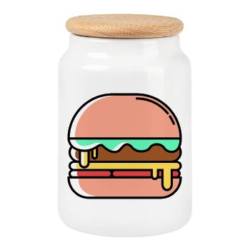 Burger Icon - Keksdose mit Holzdeckel - Weiß - Vorne