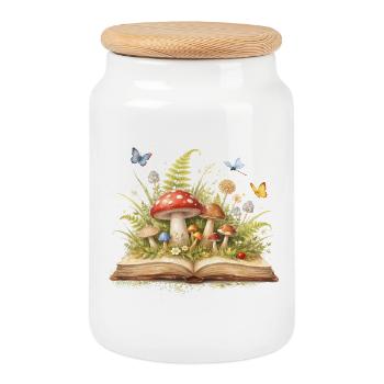 Livre de magie avec illustration forestière - Boîte à biscuits avec couvercle en bois - blanc - Devant