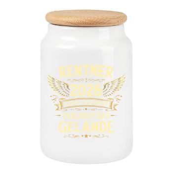 Pension Gift Man Retraite retraite 2026 Drôle - Boîte à biscuits avec couvercle en bois - blanc - Devant