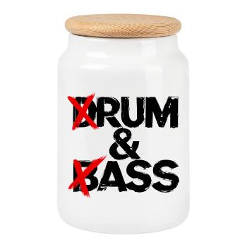 Drum & Bass / Rum & Ass Schlagzeuger Vintage-Musik - Keksdose mit Holzdeckel - Weiß - Vorne