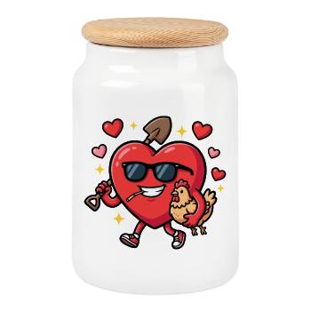 Saint-Valentin Fermier Fermier Funny Journée de la Saint-Valentin - Boîte à biscuits avec couvercle en bois - blanc - Devant