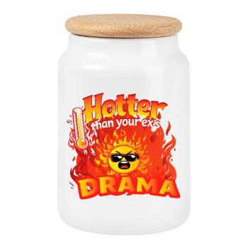 Hotter than your ex's Drama - Cookie Jar with Wooden Lid - white - Front