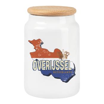 Overijssel Pays-Bas Souvenir Rétro Hollandais - Boîte à biscuits avec couvercle en bois - blanc - Devant