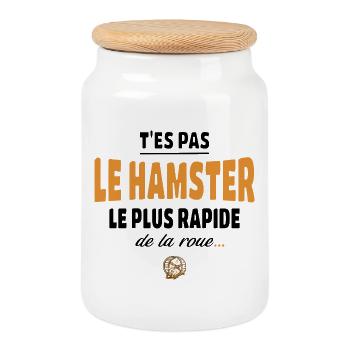 T’es pas le hamster le plus rapide de la roue - Boîte à biscuits avec couvercle en bois - blanc - Devant