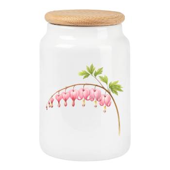 Tränendes Herz Rosa Frühlingsblume  - Keksdose mit Holzdeckel - Weiß - Vorne