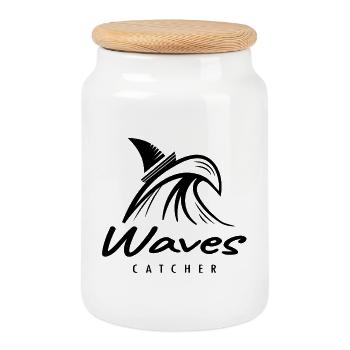 Waves catcher - Keksdose mit Holzdeckel - Weiß - Vorne