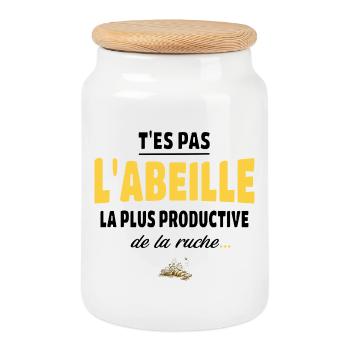 T’es pas l’abeille la plus productive de la ruche - Boîte à biscuits avec couvercle en bois - blanc - Devant