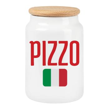 Pizzo Drapeau Italie - Boîte à biscuits avec couvercle en bois - blanc - Devant