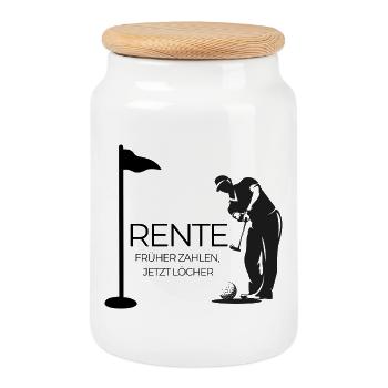 Rente Golfer  - Keksdose mit Holzdeckel - Weiß - Vorne