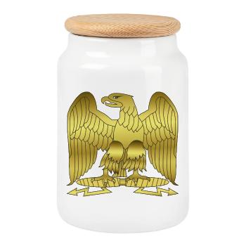 Napoleons goldenes Kaiseradlerwappen - Keksdose mit Holzdeckel - Weiß - Vorne