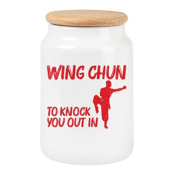 Wing Chun-Ausbilder Kung-Fu-Training Kampfsport - Keksdose mit Holzdeckel - Weiß - Vorne