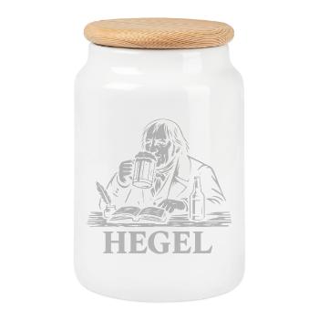 Hegel Pub Scholar Beer Illustration - Cookie Jar with Wooden Lid - white - Front