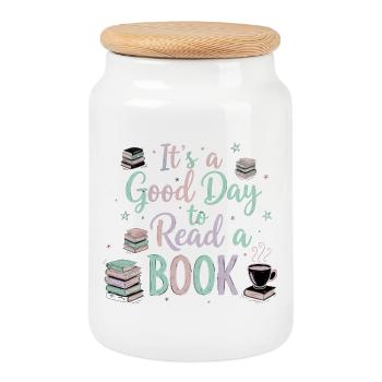 Good Day Read Book - Keksdose mit Holzdeckel - Weiß - Vorne