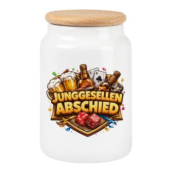 Junggesellenabschied Bierwettstreit - Keksdose mit Holzdeckel - Weiß - Vorne