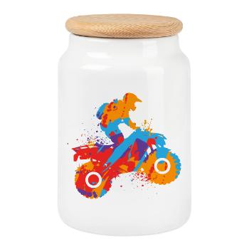 Quad 4 roues Kids Hommes ATV garçons - Boîte à biscuits avec couvercle en bois - blanc - Devant