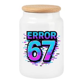 Idée de cadeau Error 67 Six Seven Glitch Cyber Meme - Boîte à biscuits avec couvercle en bois - blanc - Devant