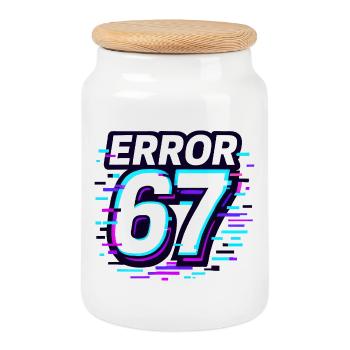 Idée de cadeau Error 67 Six Seven Glitch Cyber Meme - Boîte à biscuits avec couvercle en bois - blanc - Devant