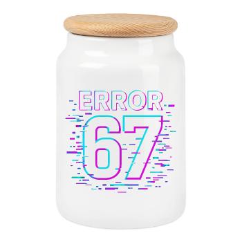 Idée de cadeau Error 67 Six Seven Glitch Cyber Meme - Boîte à biscuits avec couvercle en bois - blanc - Devant