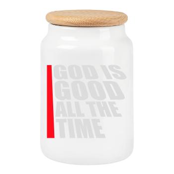 God Is Good All The Time Glaube Christlich Spruch - Keksdose mit Holzdeckel - Weiß - Vorne