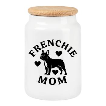Frenchie_MomFrenchie Mom - Cookie Jar with Wooden Lid - white - Front