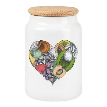 Collage Cœur de Fruit - Boîte à biscuits avec couvercle en bois - blanc - Devant