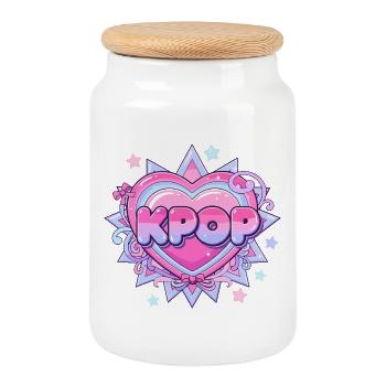 KPOP Pastel Heart Glow Design - Boîte à biscuits avec couvercle en bois - blanc - Devant