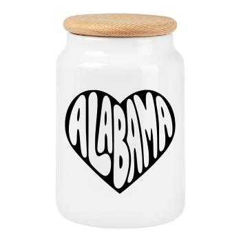 Alabama USA Heart Bubbly Typo - Cookie Jar with Wooden Lid - white - Front
