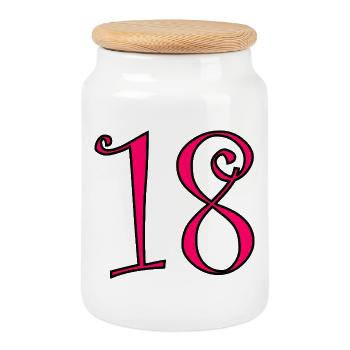 18. 18 JAHRE ALT. 18-JÄHRIGES JUBILÄUM. 18. GEBURTSTAG. - Keksdose mit Holzdeckel - Weiß - Vorne