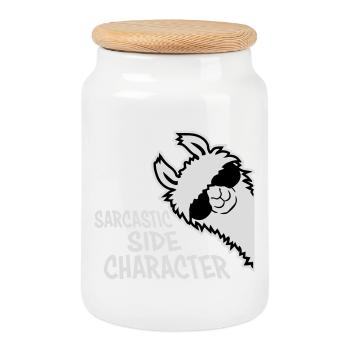 Lama Alpaga Personnage secondaire sarcastique - Boîte à biscuits avec couvercle en bois - blanc - Devant