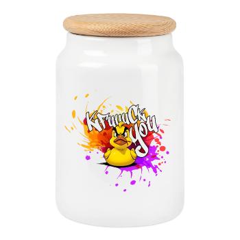 Graffiti Duck: An Explosion of Colors - Cookie Jar with Wooden Lid - white - Front