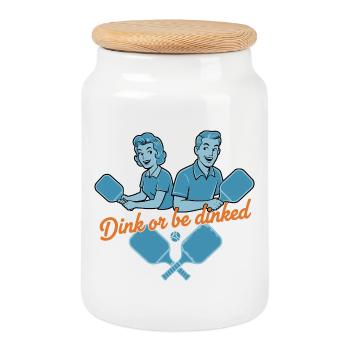 Joueur drôle de pickleball Dink Or Be Dinked Love - Boîte à biscuits avec couvercle en bois - blanc - Devant