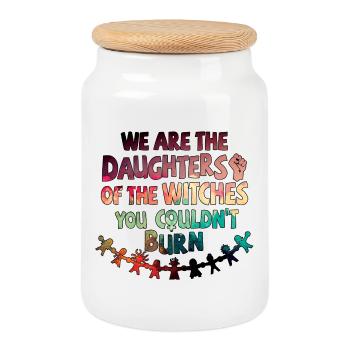 Nous sommes les filles des sorcières que tu n’as pas pu brûler - Boîte à biscuits avec couvercle en bois - blanc - Devant