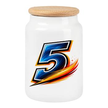 Number 5 Football Shirt Team Player Sport - Cookie Jar with Wooden Lid - white - Front