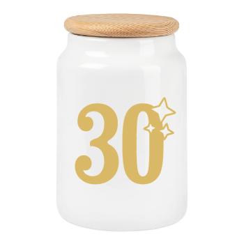 30e anniversaire Étoile d’or du 30e anniversaire - Boîte à biscuits avec couvercle en bois - blanc - Devant