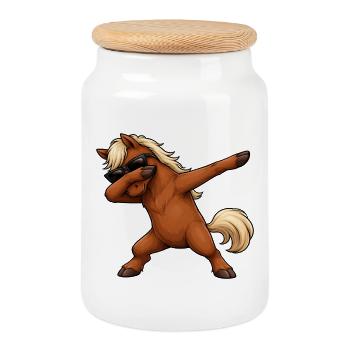 Cheval de dabing - Boîte à biscuits avec couvercle en bois - blanc - Devant
