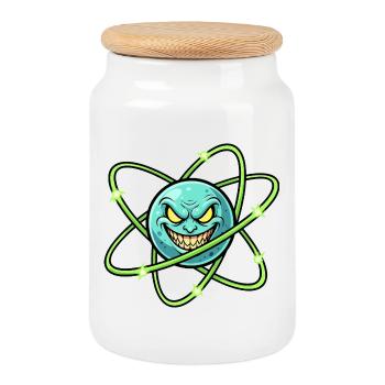 Grim Moon with Atomic Ring - Cookie Jar with Wooden Lid - white - Front