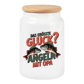 Opa & Enkel Angeln - Keksdose mit Holzdeckel - Weiß - Vorne