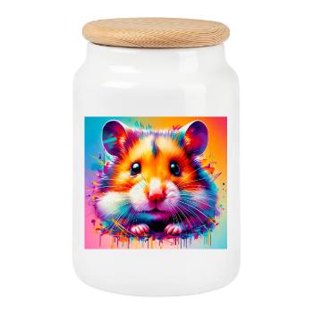 hamster - Boîte à biscuits avec couvercle en bois - blanc - Devant
