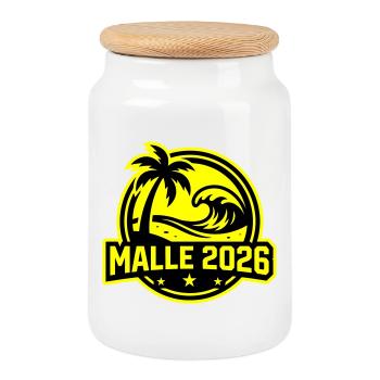 Palmiers de plage Malle 2026 - Boîte à biscuits avec couvercle en bois - blanc - Devant